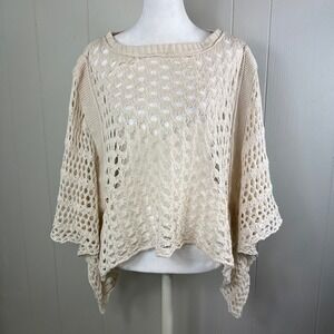 Converse One Star Crochet Knit Top Cover Up Cream Open‎ Weave Bohemian Medium